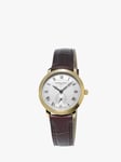 Frederique Constant FC-235M1S5 Women's Slimline Leather Strap Watch, Brown/White