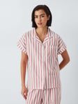 John Lewis Kora Stripe Pyjama Shirt Top, Desert Rose