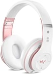Bluetooth Headphones Over-Ear Foldable Wireless Stereo Headset White & Rose Gold