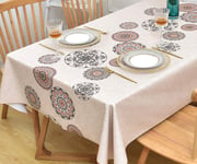 Yofori Table Cloth Plastic Tablecloth Wipeable PVC Wipe Clean WaterProof Table Cover (137x250cm, Flowers-2)