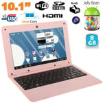 Mini PC Android ultra portable netbook 10 pouces WiFi 4 Go Rose