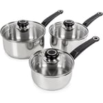Morphy Richards 970003 Equip 3-Piece Pan Set, Stainless Steel 16cm 18cm and 20cm