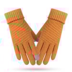 Vinter Touch-Handskar Dam Herr Varma Stretch Stickade Vantar Imitation Yellow