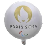 PARIS 2024, Ballon Aluminium Paris 2024 Para Gm 45 cm M24, Produit Officiel sous Licence, Décorations de fête, Gonfler avec une paille ou une pompe à ballon, Déco thème Sports, Anniversaire