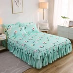 BIANXU Fashion Bed Sheet+ 2pcs Pillow covers Bedspread Bed Skirt Thickened Sheet Single Bed Dust Ruffle Flower Pattern Bed Cover Sheets200x220cm