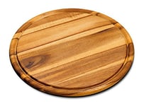 KESPER 28444 Lot de 1 assiettes en bois d'acacia pour viande, Ø 30 cm, certifié FSC, convient également comme plateau à pizza ou planche à découper