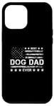 Coque pour iPhone 14 Pro Max Best Dog Dad Ever USA Drapeau américain Fête des pères 4 juillet