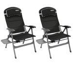 2 x Quest Vienna Pro Comfort Recline Folding Camping Chair With Side Table Seat