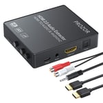 PROZOR HDMI Audio Extractor with Volume Control 4K 60HZ HDMI 2.0 Switch with Optical Spdif Toslink RCA R/L 3.5mm Stereo Audio Output for Converting DVD PC Satellite Box to HDTV