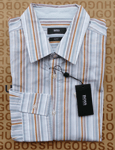 New Hugo BOSS mens multi slim long sleeve casual smart suit striped shirt LARGE