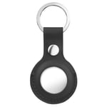Case for AirTag Leather, Protective Cover with Keychain Ring, Anti-Scratch - Black