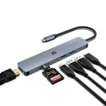 BIGBIG WON Hub USB C, Extension USB 7 en 1 avec 4K HDMI, 100W Type C PD, SD/TF, Station d'accueil Macbook Pro/Air, répartiteur USB pour Dell,Surface,HP,Lenovo et Autres appareils Type C
