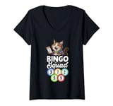 Womens I Love Bingo And Cats Womens Cat Lover Gambling Bingo Squad V-Neck T-Shirt