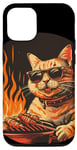 Coque pour iPhone 14 Pro Superbes lunettes de soleil chat aime le barbecue avec ses amis et sa famille