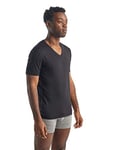 Icebreaker Merino Wool Underwear, Men's Short Sleeve V T-Shirt, Anatomica Slim Fit T-Shirt, Muscle Fit T-Shirt - Black/Monsoon, XXL