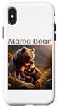 Coque pour iPhone X/XS Maman ours et petit dans une belle scène de forêt au coucher du soleil