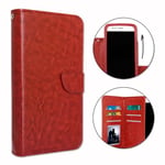 PH26® Foliofodral för Ulefone Power plånboksformat i brunt ekoläder med dubbel invändig korthållarflik,