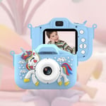 SHOP-STORY - UNICAM BLUE: Unicorn digitalkamera för barn 1080P främre/bakre kamera &amp; spel blå
