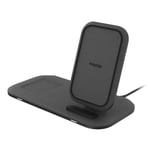 MOPHIE QI CHARGER 15W CHARGING STAND PLUS UK PLUG UP TO 2 DEVICES - FABRIC BLACK