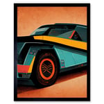 Colourful DeLorean Style Retro Car Poster Art Print Framed Poster Wall Decor 12x16 inch