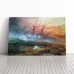 Big Box Art Canvas Print Wall Art Joseph Mallord William Turner Slave Ship | Mounted & Stretched Box Frame Picture | Home Decor for Kitchen, Living Room, Bedroom, Hallway, Multi-Colour, 20x14 Inch