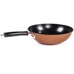 Gr8 Home Large 30cm Copper Wok Non Stick Frying Pan Stir Fry Kitchen Chinese Cooking Asian Oriental Cookware