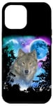 Coque pour iPhone 14 Pro Max Loup gris forêt de minuit