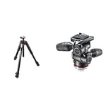 Manfrotto MT055XPRO3, 055 Aluminium 3 Section Tripod with Horizontal Column, Black & MH804-3W, MK II 3 Way Head in Adapto w/Retractable Levers, Independent Axis Control