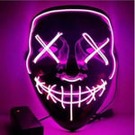 Rosa - Halloween Light Up Mask, Purge Mask for Hacker, Skrämmande LED-rollspelsdräkt, LED-lampa