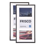 Kenro Box of 2 Frisco Triple Black Photo Frame 7x5 inch / 13x18cm with White Mount Landscape Portrait – FRC1318B/3