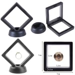 2 st 70*70mm Svart 3D flytande smycken mynt display ram hållare Black 2pcs