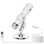 Wireless Digital Microscope Camera 720P Pocket Handheld USB Magnification Endoscope 50X to 1000x Compatible with iPhone Andriod Laptop with 8 LED for Natural Science Classes Gift (White)