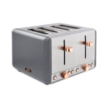 Tower 4-Slice Toaster, Cavaletto, 1800W, T20051RGG, Grey and Rose Gold