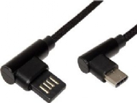 Cable USB USB (2.0), USB A M- USB C M, 3m, round, black, plastic bag, angle (90 °)