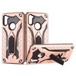 JZ [2 in 1[Kickstand] Phone Case For Samsung Galaxy A11 / M11 Prevention Drop-Protection Silica gel & PC Cover - Rose Gold