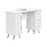 physa Nagelbord - Med utsug Vitt / silver 3 lådor Handhylla