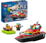 LEGO 60373 City Fire Rescue Boat Toy, Floats on Water, with Jetpack, Dinghy... 