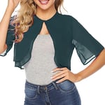 Irevial Châle Femme Élégant Boléro Femme Élegant Cardigan en Mousseline de Soie Gilet à Manches Évasées Veste Elégant Chic Cardigan Tops Cover pour Mariage Robes Plages Vert,S