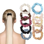 10 st Satin Hår Scrunchies, Elastiska Silkeshårband Smala Hårband, Halkfria Hästsvanshållare, Söta Hästsvanshållare Håraccessoarer för