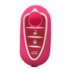 Silicone Key Cover Case Fob Holder ar Key Cover Keychain Car Remote Control,for Alfa Romeo 4C Mito Giulietta Myth 159 GTO GTA C,Rose