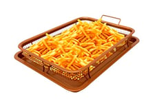Gotham Steel Crisper Tray for Oven, 2 Piece Nonstick Copper Crisper Tray and Basket, Air Fry in your Oven, Great for Baking and Crispy Foods, – Extra Large Size, 13.4 Inch x 11.4 Inch