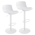 YOUNIKE Tabouret Bar Chaises Haute de Bar Assise Tabouret d'îlot Central Cuisine Siege Bar Lot de 2 Industriel Moderne Reglable Rotation Metal Pivotante Blanc