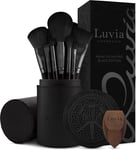 Luvia Prime Vegan Pro Make-Up Brush Set, Black, 12 Makeup Brushes Including Brus
