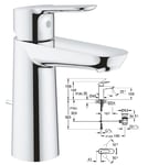 GROHE BauEdge 23758 M-Size Single Lever Mono Basin Mixer Tap inc Pop Up Waste