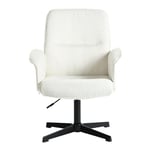 MEUBLE COSY Fauteuil Scandinave Chaise de Coiffeuse Salon Bureau Chambre Siège Pivotant Hauteur Réglable avec Accoudoir en Bouclette Blanc