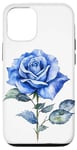 Coque pour iPhone 13 Pro Belle rose bleue florale fleur bleue