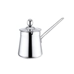 POHOVE Coffee Milk Pot Stainless Steel Coffee Pot with Lid and Long Handle for Turkish Coffee, Foaming Milk, Warming Sauce, Melting Butter, Fit for All Kitchen Hobs, Dishwasher Safe