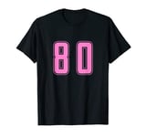 Taffy Pink Number 80 Team Junior Sports Numbered Uniform T-Shirt