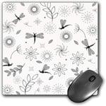Mouse Pad Gaming Functional Dragonfly Thick Waterproof Desktop Mouse Mat Ethnic Bohem Inspired Flying Butterfly Like Bugs and Flowers Dandelion Image Decorative,Black and White Non-slip Rubber Base
