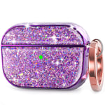 AHASTYLE Luxury Glittery AirPods Pro Case Smooth Hard-Shell Protective Case Cover Accessories Compatible with AirPods Pro 2019 Charging Case (Purple)